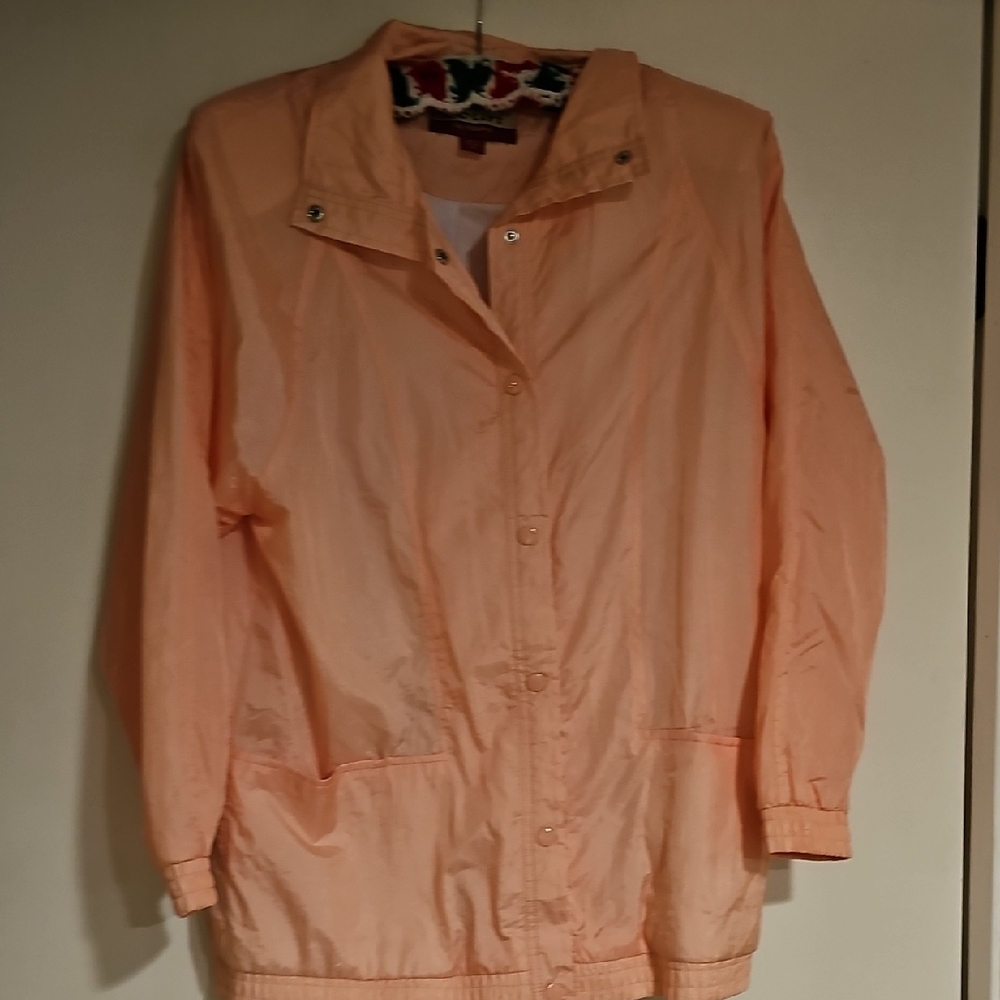 80s Haband Peach Pink Jacket Women Tudor Court Medium Lightweight Windbreaker